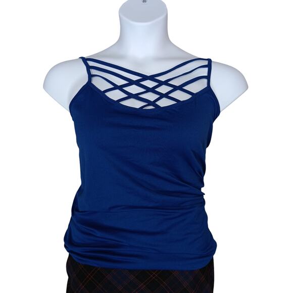 Zenana Camisole Crisscross Front Blue Size 1X -2X Sleeveless NWOT - Picture 1 of 5